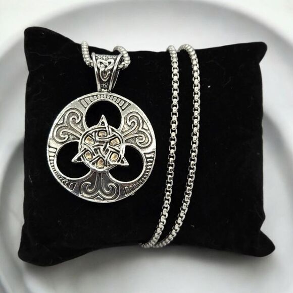 Celtic Cross Trinity Knot Medallion Pendant Triquetra Necklace Titanium Steel - Picture 5 of 5